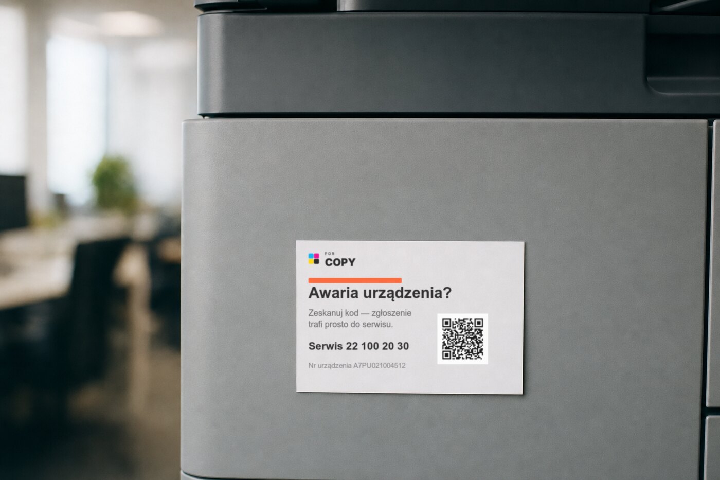 Naklejka serwisowa z kodem QR — ForCopy