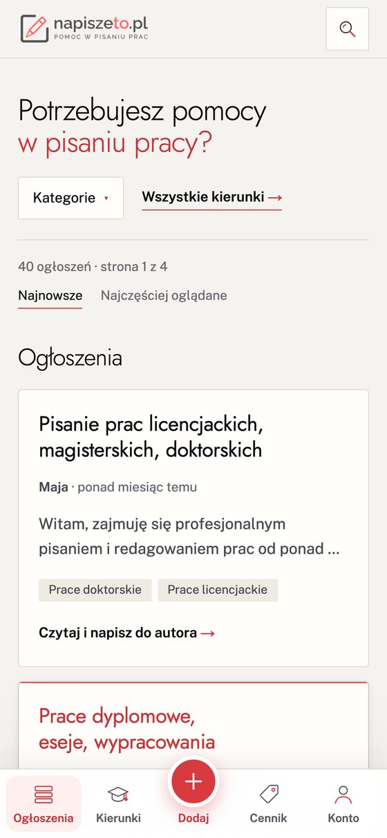 napiszeto.pl na telefonie